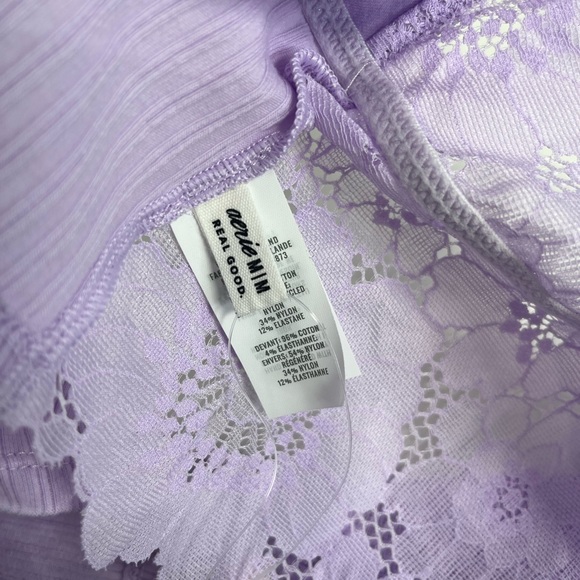 NWT Aerie Ribbed Poppy Lace Bra Top Medium Violet Flurry - Picture 8 of 8